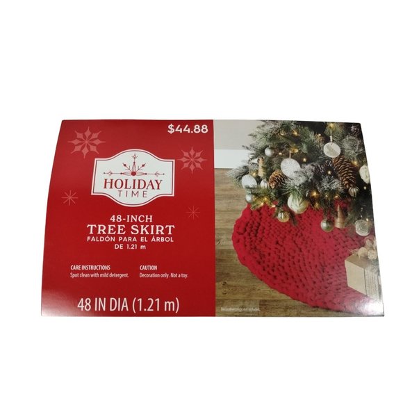 Holiday Time 48 Inch Red Chunky Knit Christmas Tree Skirt - Picture 3 of 3